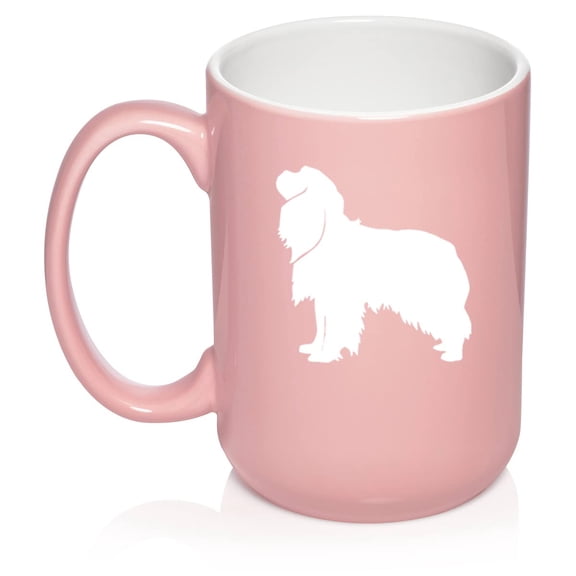 Cavalier King Charles Spaniel Ceramic Coffee Mug Tea Cup Gift for Her, Him, Women, Men, Sister, Friend, Mom, Dad, Grandma, Grandpa, Daughter, Son, Birthday, Cute, Puppy, Dog Lover (15oz Light Pink)