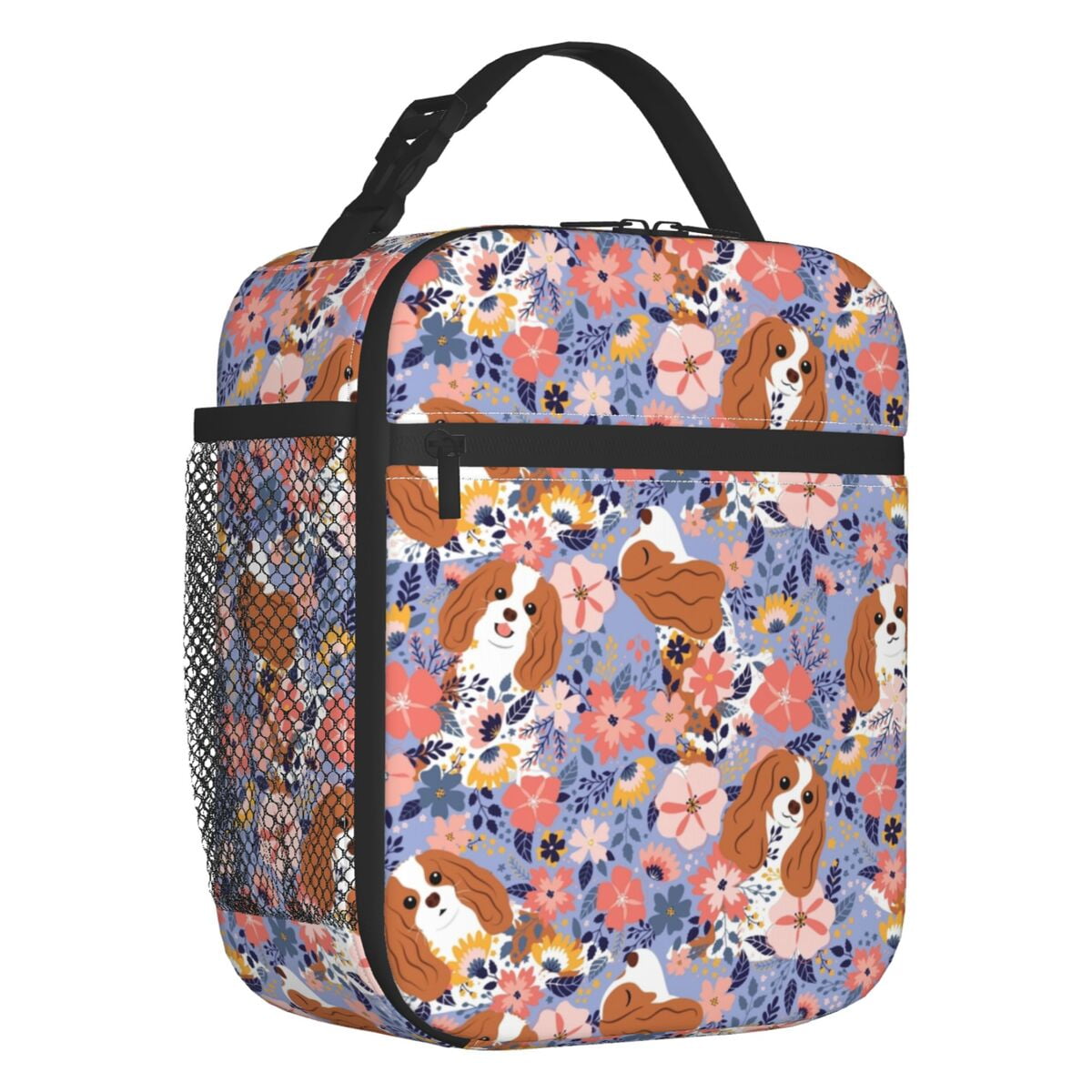 Cavalier King Charles Spaniel Christmas Tree Resuable Lunch Box for Women Leakproof Dog Cooler Thermal Food Insulated Lunch Bag
