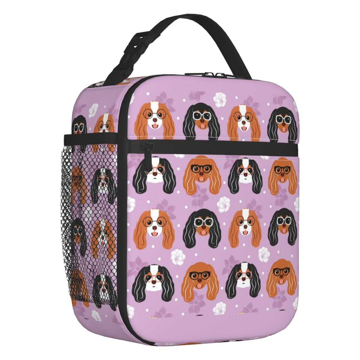 Cavalier King Charles Spaniel Christmas Tree Resuable Lunch Box for Women Leakproof Dog Cooler Thermal Food Insulated Lunch Bag