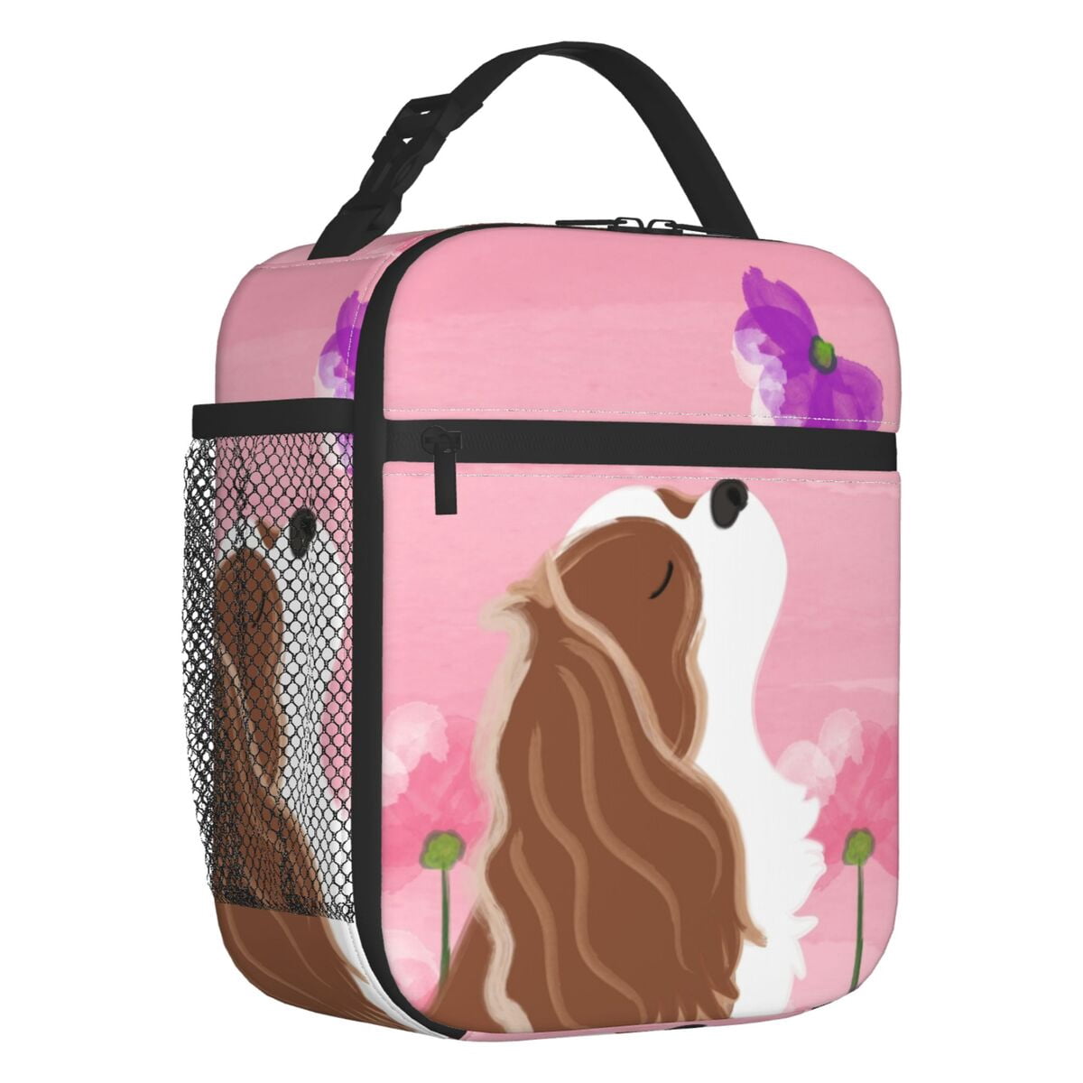 Cavalier King Charles Spaniel Christmas Tree Resuable Lunch Box for Women Leakproof Dog Cooler Thermal Food Insulated Lunch Bag