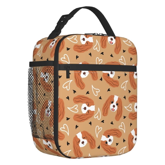 Cavalier King Charles Spaniel Christmas Tree Resuable Lunch Box for Women Leakproof Dog Cooler Thermal Food Insulated Lunch Bag