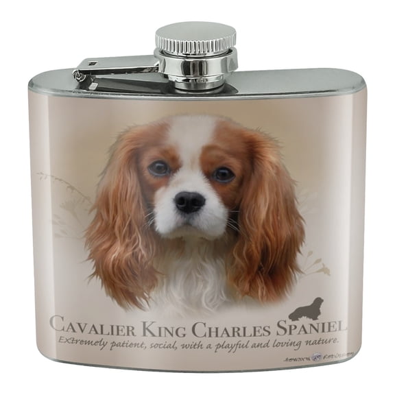 Cavalier King Charles Spaniel Dog Breed Stainless Steel 5oz Hip Drink Kidney Flask