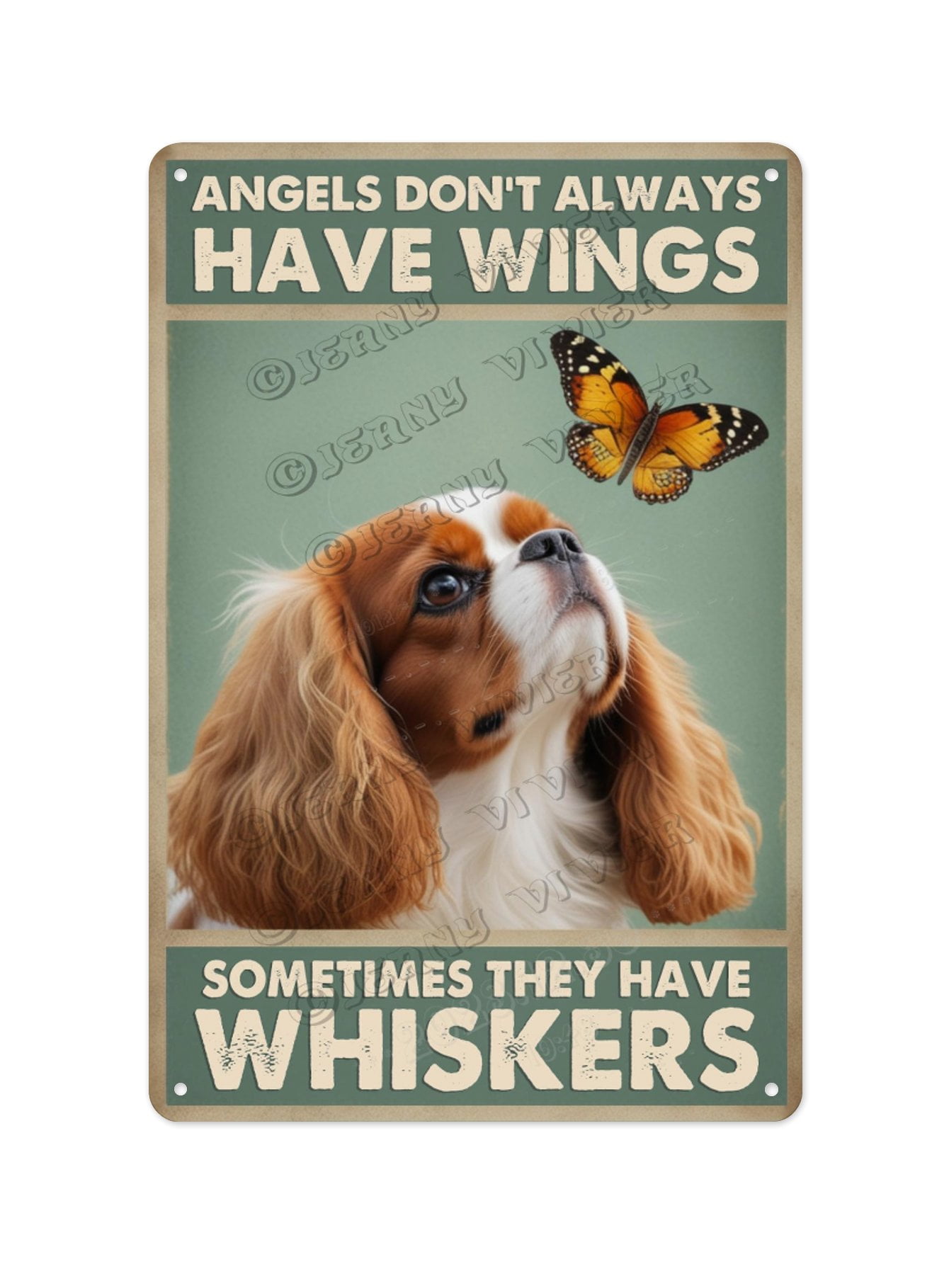 Cavalier King Charles Spaniel Dog Decor Angel Don’t Have Wings Retro Metal Sign 12x16 Inches
