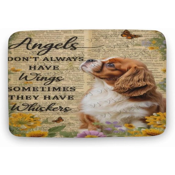Cavalier King Charles Spaniel Dog Decor Angel Luxury Soft Microfiber Bath Rug, Velvet Plush Absorbent Non-Slip Bathroom Floor Mat for Kitchen Bedroom Bathroom, 16 x 24 in