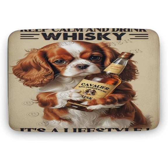 Cavalier King Charles Spaniel Dog Decor Beer Luxury Soft Microfiber Bath Rug, Velvet Plush Absorbent Non-Slip Bathroom Floor Mat for Kitchen Bedroom Bathroom, 16 x 24 in