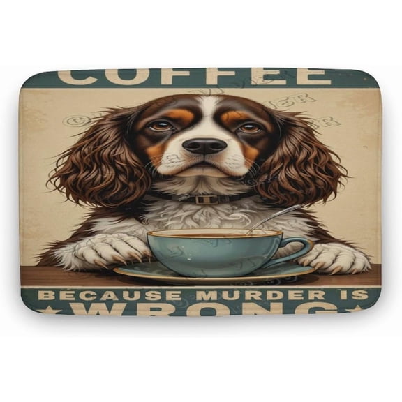 Cavalier King Charles Spaniel Dog Decor Coffee Luxury Soft Microfiber Bath Rug, Velvet Plush Absorbent Non-Slip Bathroom Floor Mat for Kitchen Bedroom Bathroom, 16 x 24 in