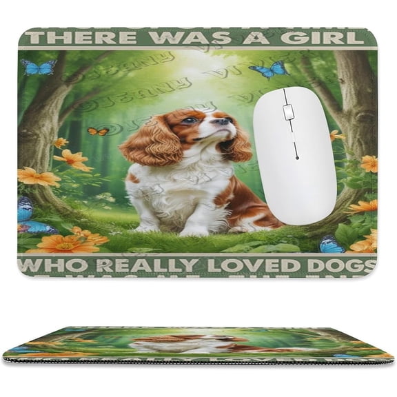 Cavalier King Charles Spaniel Dog Decor Spring Mouse Pad 8x10 in, Premium Stitched Edge Computer Mousepad with Smooth Tracking Surface and Non-Slip Rubber Bottom, Cute Spaniel Puppy