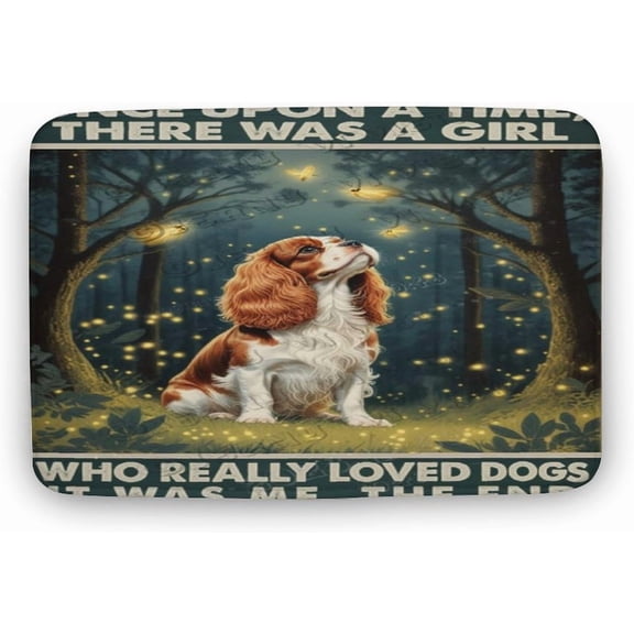 Cavalier King Charles Spaniel Dog Decor Spring Night Luxury Soft Microfiber Bath Rug, Velvet Plush Absorbent Non-Slip Bathroom Floor Mat for Kitchen Bedroom Bathroom, 16 x 24 in