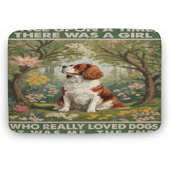 Cavalier King Charles Spaniel Dog Decor Spring Summer Luxury Soft Microfiber Bath Rug, Velvet Plush Absorbent Non-Slip Bathroom Floor Mat for Kitchen Bedroom Bathroom, 16 x 24 in