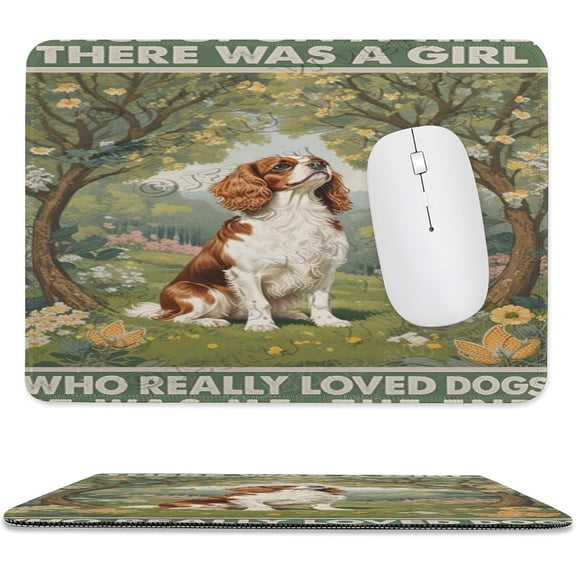 Cavalier King Charles Spaniel Dog Decor Spring Summer Mouse Pad 8x10 in, Premium Stitched Edge Computer Mousepad with Smooth Tracking Surface and Non-Slip Rubber Bottom, Cute Spaniel Puppy