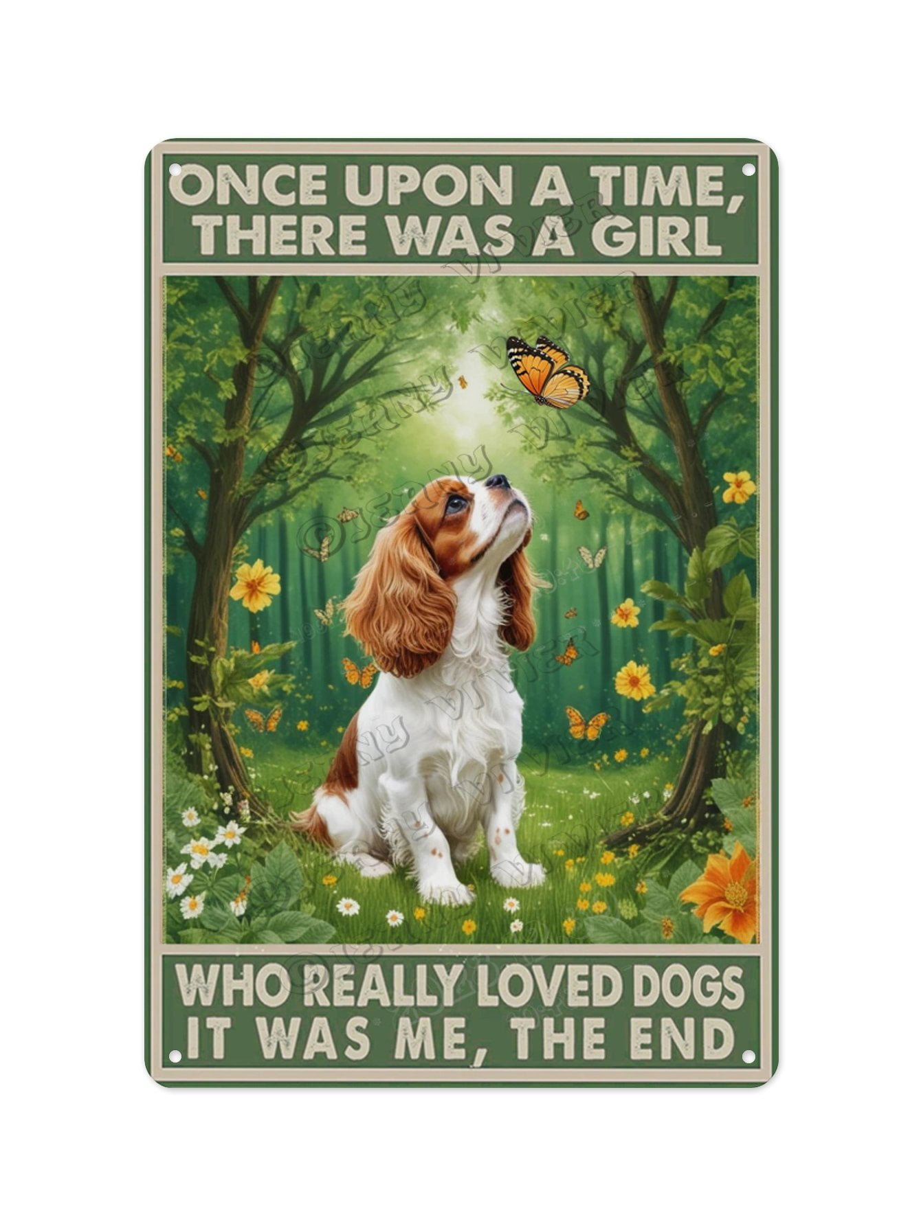 Cavalier King Charles Spaniel Dog Decor Spring Vintage Aluminum Sign 8x12 Inches Charming