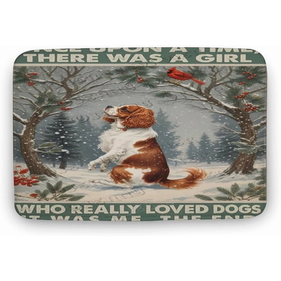 Cavalier King Charles Spaniel Dog Decor Spring Winter Luxury Soft Microfiber Bath Rug, Velvet Plush Absorbent Non-Slip Bathroom Floor Mat for Kitchen Bedroom Bathroom, 16 x 24 in