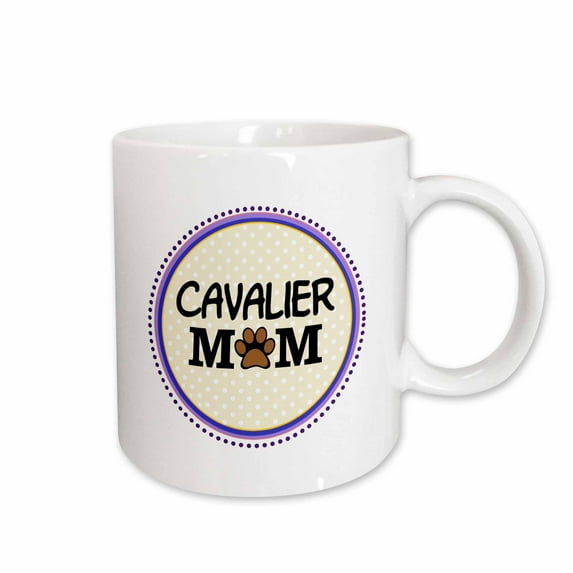 3drose, Cavalier King Charles Spaniel Dog Mom - Doggie Mama by Breed - Paw Print - Doggy Lover - Pet Owner, 15oz Mug