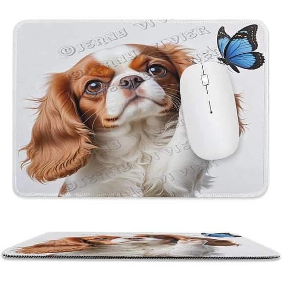 Cavalier King Charles Spaniel Dog Mouse Pad, Rectangle Personalized Computer Mouse Pads with Dog Design, Washable Mouse Mat, Gaming Office Home Non-Slip Rubber Base Mousepad 8"x10"