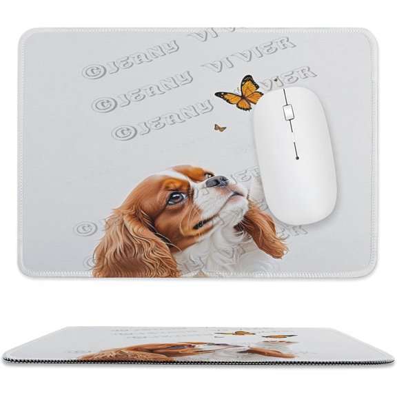 Cavalier King Charles Spaniel Dog Mouse Pad, Rectangle Personalized Computer Mouse Pads with Dog Design, Washable Mouse Mat, Office Home Non-Slip Rubber Base Mousepad 8"x10"