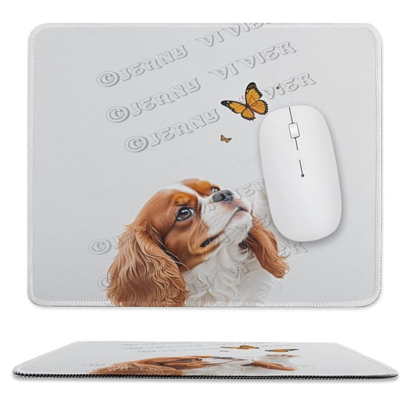 Cavalier King Charles Spaniel Dog Mouse Pad, Rectangle Personalized Computer Mouse Pads with Dog Design, Washable Mouse Mat, Office Home Non-Slip Rubber Base Mousepad 10"x12"
