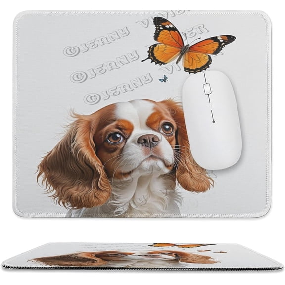 Cavalier King Charles Spaniel Dog Mouse Pad, Rectangle Personalized Computer Mouse Pads, Washable Mouse Mat, Gaming Office Home Non-Slip Rubber Base Mousepad 10"x12"