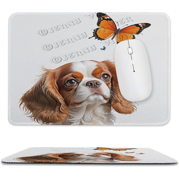 Cavalier King Charles Spaniel Dog Mouse Pad, Rectangle Personalized Computer Mouse Pads, Washable Mouse Mat, Gaming Office Home Non-Slip Rubber Base Mousepad 8"x10"