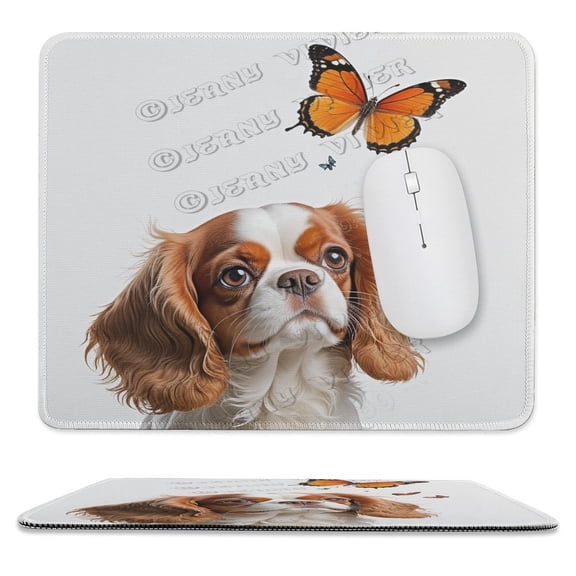 Cavalier King Charles Spaniel Dog Mouse Pad, Rectangle Personalized Computer Mouse Pads, Washable Mouse Mat, Gaming Office Home Non-Slip Rubber Base Mousepad 10"x12"
