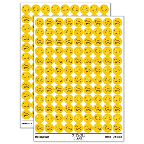 Cavalier King Charles Spaniel Dog Outline 200+ Round Stickers - Yellow - Matte Finish - 0.50" Size