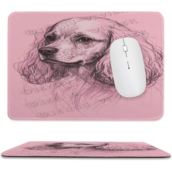 Cavalier King Charles Spaniel Dog Portrait Mouse Pad 8x10 in, Stitched Edge Durable Desk Mousepad with Soft Cloth Surface, Cute Spaniel Puppy Portrait Illustration for Desk Decor