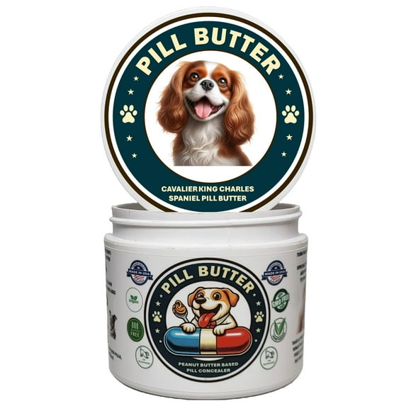 Pill Butter: Cavalier King Charles Spaniel Dog Treats to Wrap Pills - Moldable Non-Sticky Paste of Human Grade Real Dog Peanut Butter (60 Servings)