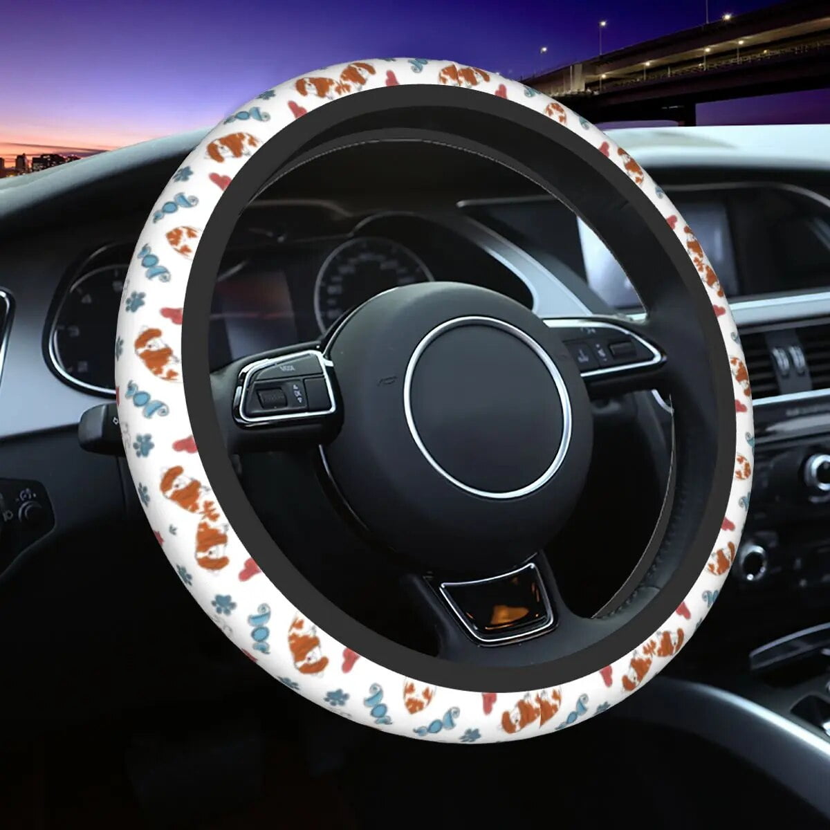 Cavalier King Charles Spaniel Garden Steering Wheel Cover Dog Steering