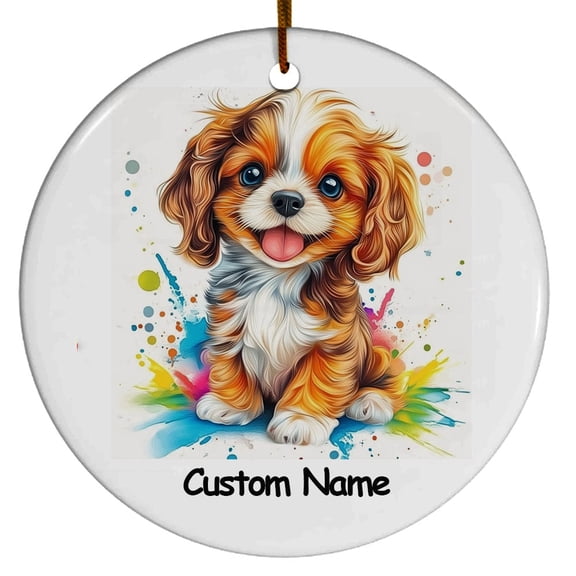 Cavalier King Charles Spaniel Gift, Personalized Ornament with Name, Gift for Dog Dad, Dog Mom, Gift for Mother's day, Father's day, Christmas, Dog Lover, Dog Owner