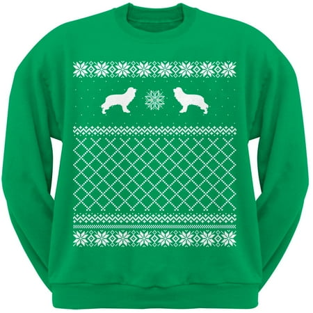 Cavalier King Charles Spaniel Green Adult Ugly Christmas Sweater Crew Neck Sweatshirt