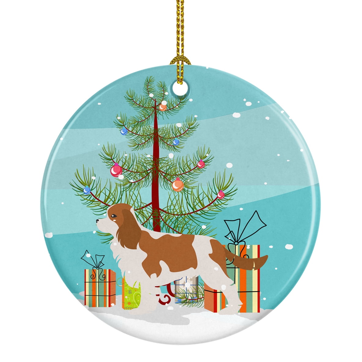 Cavalier King Charles Spaniel Merry Christmas Tree Ceramic Ornament