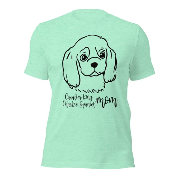 Cavalier King Charles Spaniel Mom T-Shirt,Cute Dog Lover Tee (Heather Mint, S)
