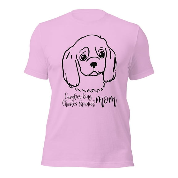 Cavalier King Charles Spaniel Mom T-Shirt,Cute Dog Lover Tee (Lilac, S)