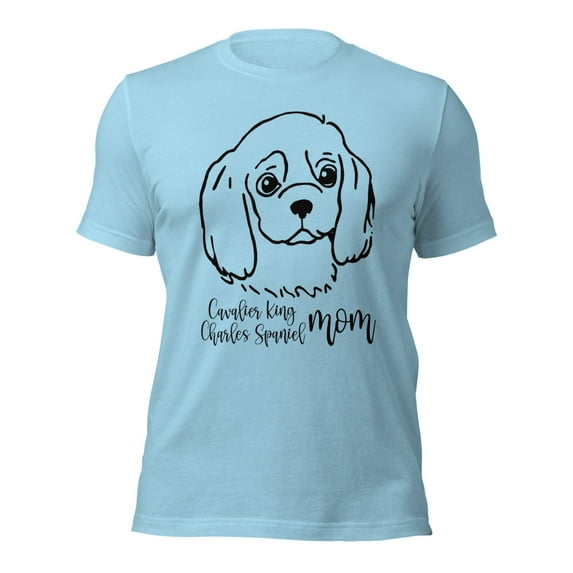 Cavalier King Charles Spaniel Mom T-Shirt,Cute Dog Lover Tee (Ocean Blue, 2XL)