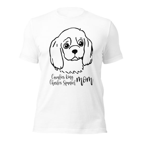Cavalier King Charles Spaniel Mom T-Shirt,Cute Dog Lover Tee (White, 2XL)