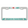 thumbnail image 1 of Cavalier King Charles Spaniel Style Dog Metal License Plate Frame Personalized/Car Accessories Car Tag Holder Cover (Chrome/Turquoise), 1 of 2