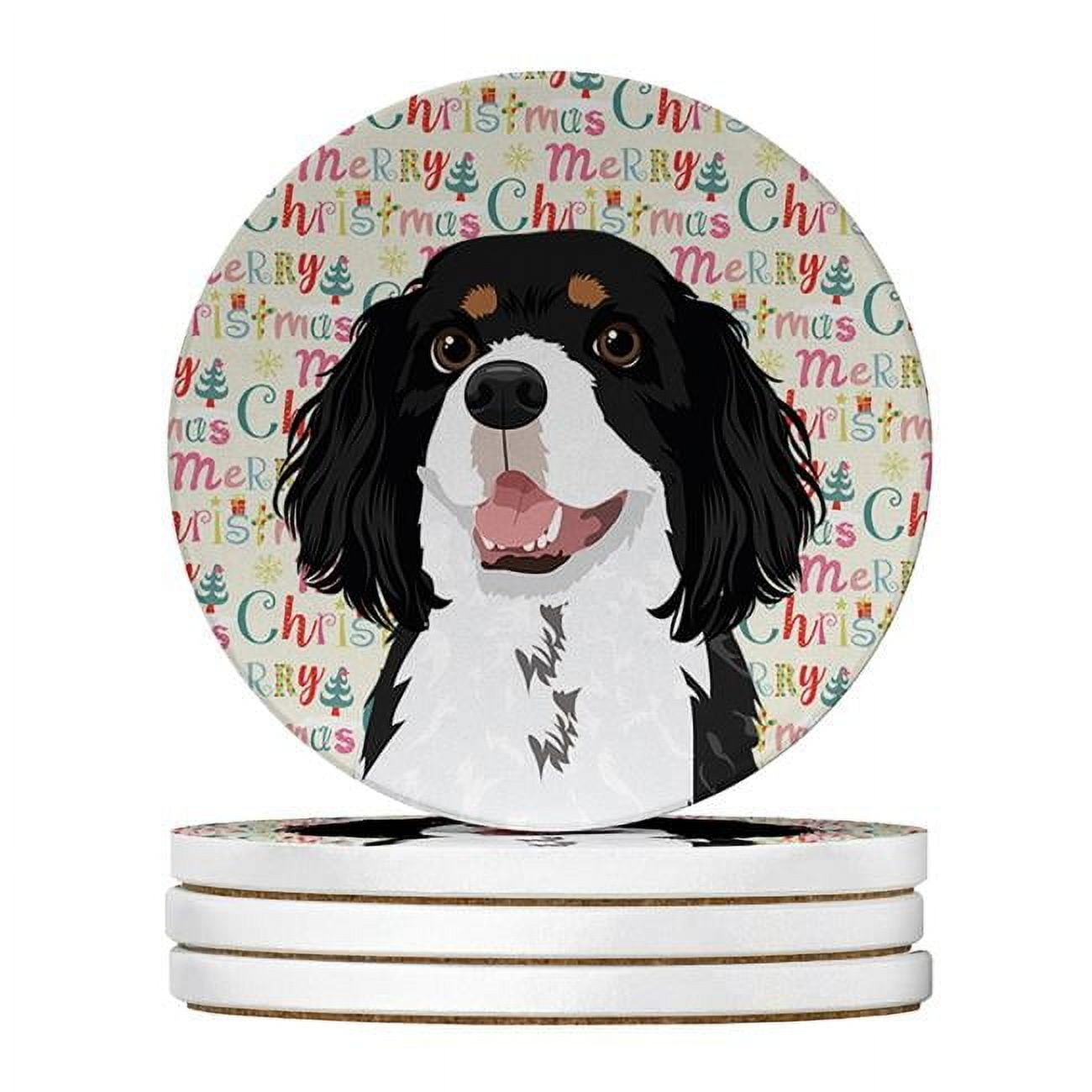 Cavalier King Charles Spaniel Tricolor #2 Christmas Large Sandstone Coasters Pack of 4 4 in x 4 in