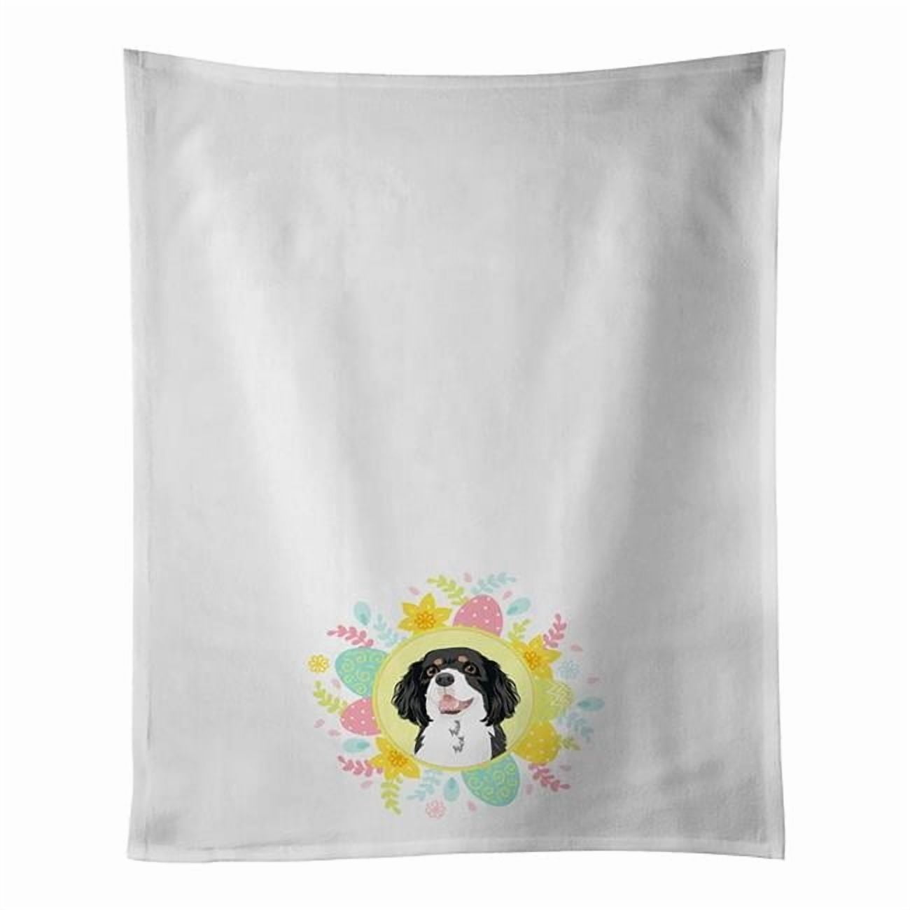 Cavalier King Charles Spaniel Tricolor #2 Easter White Kitchen Towel Set of 2 19 in x 28 in