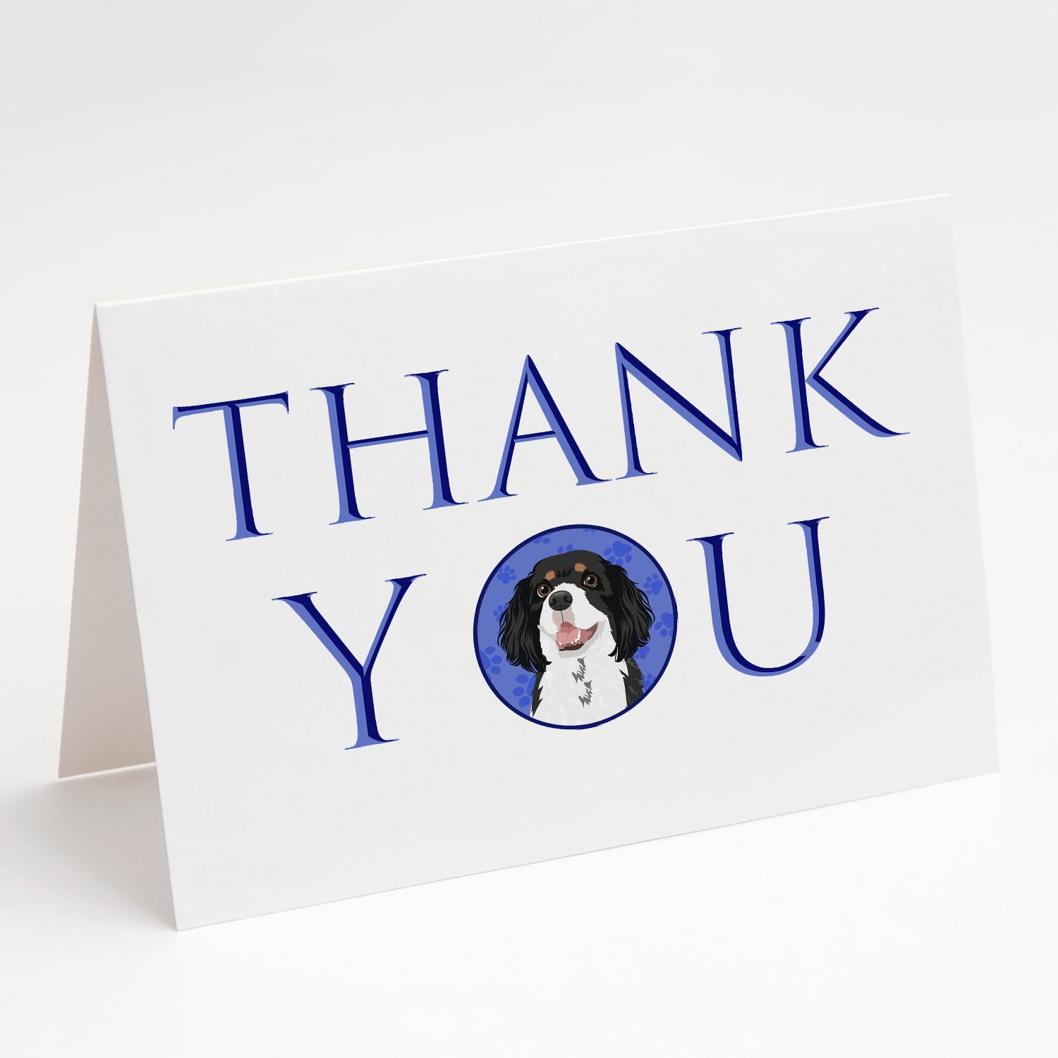 Cavalier King Charles Spaniel Tricolor #2 Thank You Greeting Cards and Envelopes Pack of 8 7 in x 5 in