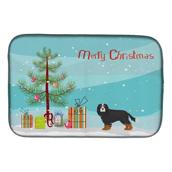 Cavalier King Charles Spaniel Tricolor Christmas Tree Dish Drying Mat
