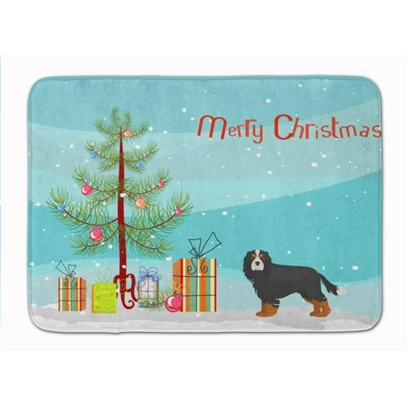 Cavalier King Charles Spaniel Tricolor Christmas Tree Machine Washable Memory Foam Mat
