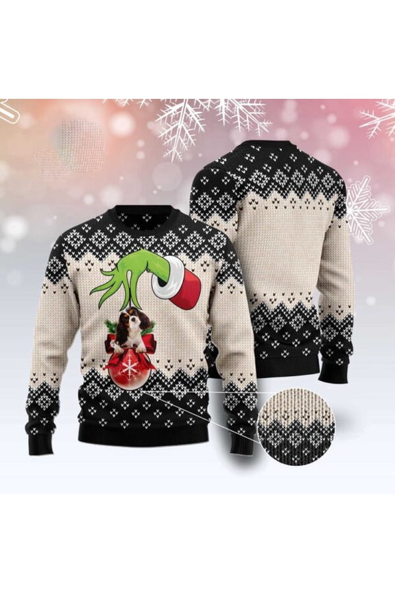 Cavalier King Charles Spaniel Xmas Ball Ugly Christmas Sweater, Christmas Sweater, Ugly Sweater, Funny Xmas Sweaters