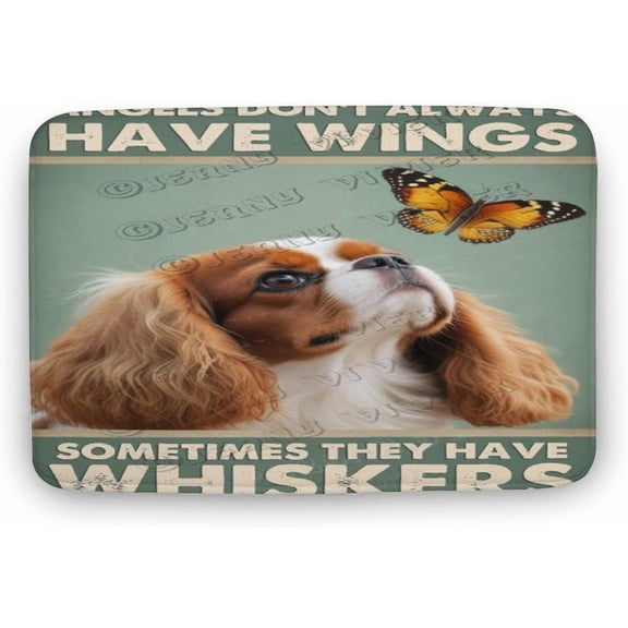 Cavalier King Charles Spaniel with Butterfly Plush Velvet Bath Rug, Ultra Soft Microfiber Absorbent Bathroom Mat with Non-Slip Backing, 16 x 24 in