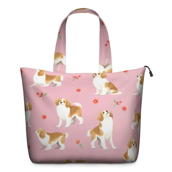 Cavalier King Charles Spaniels and Flowers Travel Tote Bags for Women Carry On,Large Weekender Bags for Women Travel,Multi Functional Duffle Bag for Work,Shopping,Sports