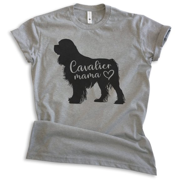Cavalier Mama, Unisex Women's Shirt, Cavalier King Charles Spaniel, Cavalier Owner, Funny Dog Mama Gift, Dark Heather Gray, X-Small