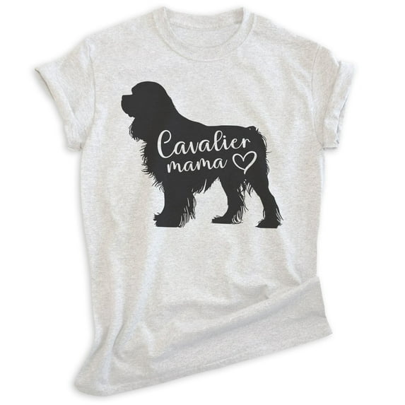 Cavalier Mama, Unisex Women's Shirt, Cavalier King Charles Spaniel, Cavalier Owner, Funny Dog Mama Gift, Heather Ash, Medium