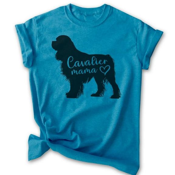 Cavalier Mama, Unisex Women's Shirt, Cavalier King Charles Spaniel, Cavalier Owner, Funny Dog Mama Gift, Heather Blue, Large
