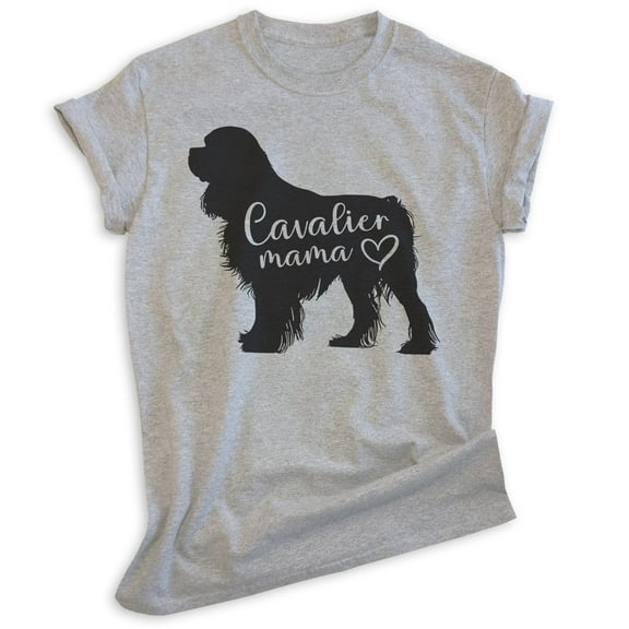 Cavalier Mama, Unisex Women's Shirt, Cavalier King Charles Spaniel, Cavalier Owner, Funny Dog Mama Gift, Heather Gray, Large