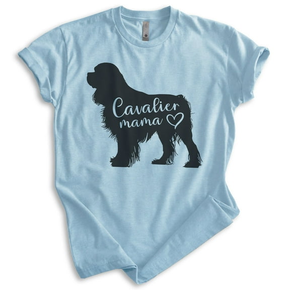 Cavalier Mama, Unisex Women's Shirt, Cavalier King Charles Spaniel, Cavalier Owner, Funny Dog Mama Gift, Heather Light Blue, X-Large