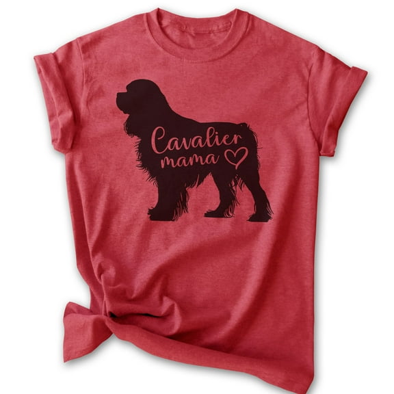 Cavalier Mama, Unisex Women's Shirt, Cavalier King Charles Spaniel, Cavalier Owner, Funny Dog Mama Gift, Heather Red, X-Large