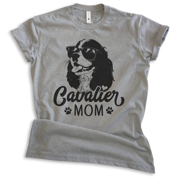 Cavalier Mom, Unisex Women's Shirt, Cavalier King Charles Spaniel, Cavalier Owner, Funny Dog Mom Gift, Dark Heather Gray, X-Large